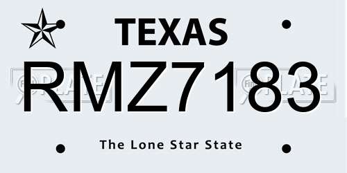 RMZ7183 Texas License Plate