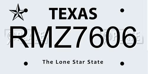 RMZ7606 Texas License Plate