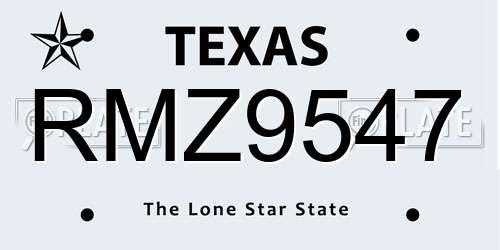 RMZ9547 Texas License Plate