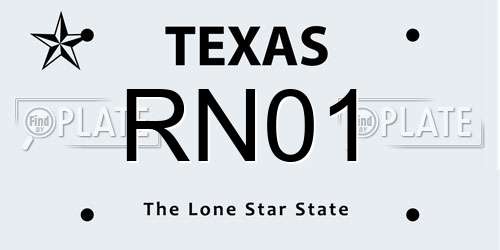 RN01 Texas License Plate