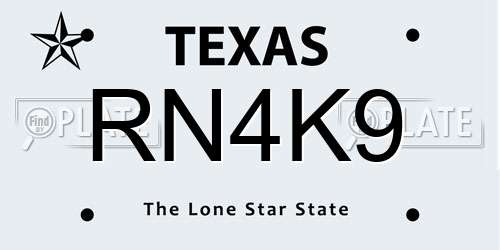 RN4K9 Texas License Plate