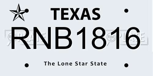 RNB1816 Texas License Plate