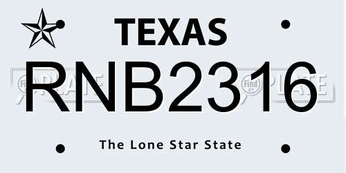 RNB2316 Texas License Plate