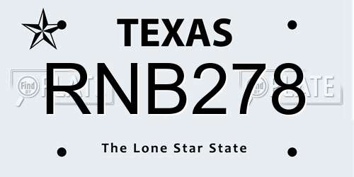RNB278 Texas License Plate