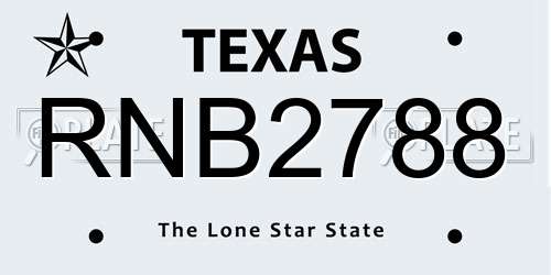 RNB2788 Texas License Plate