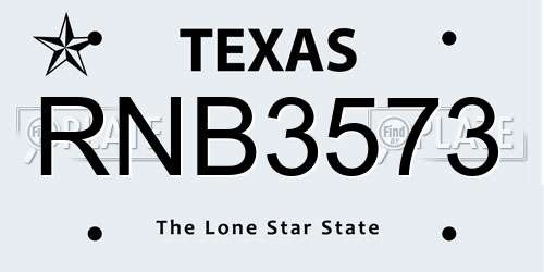 RNB3573 Texas License Plate