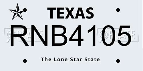 RNB4105 Texas License Plate
