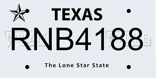RNB4188 Texas License Plate