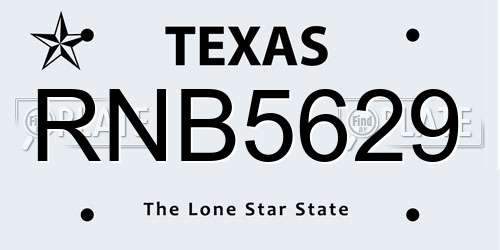 RNB5629 Texas License Plate