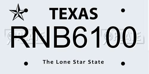 RNB6100 Texas License Plate