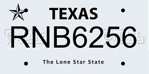 RNB6256 Texas License Plate