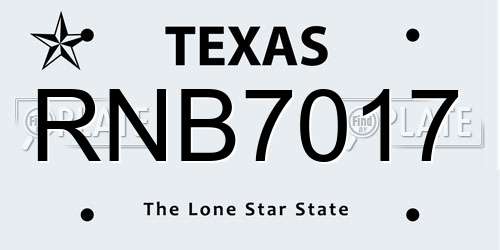 RNB7017 Texas License Plate
