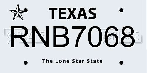 RNB7068 Texas License Plate