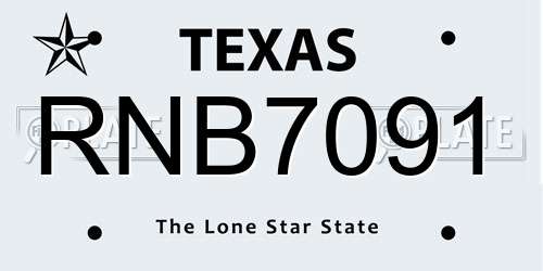 RNB7091 Texas License Plate