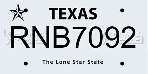 RNB7092 Texas License Plate
