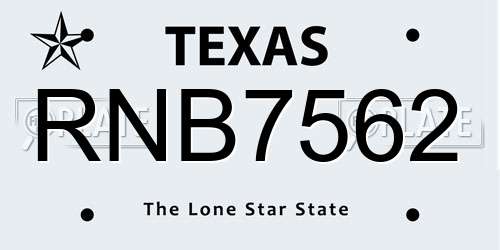 RNB7562 Texas License Plate