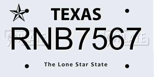 RNB7567 Texas License Plate