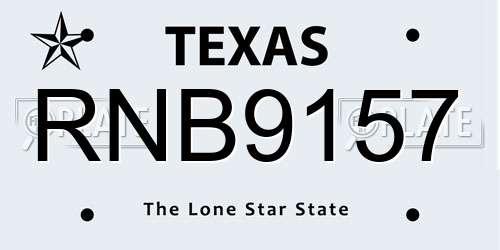 RNB9157 Texas License Plate