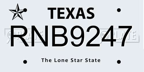 RNB9247 Texas License Plate