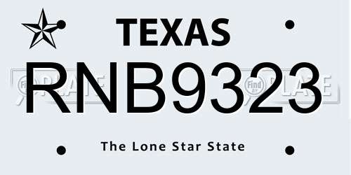 RNB9323 Texas License Plate