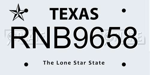 RNB9658 Texas License Plate