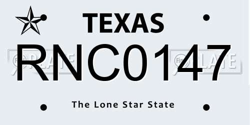 RNC0147 Texas License Plate
