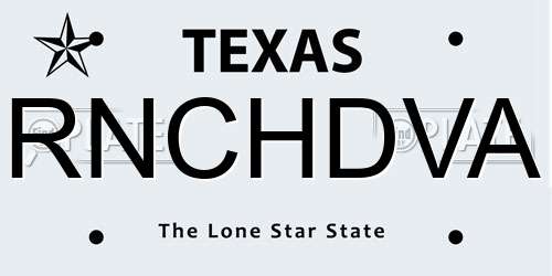 RNCHDVA Texas License Plate