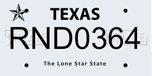 RND0364 Texas License Plate