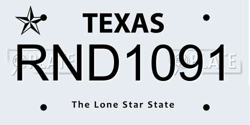 RND1091 Texas License Plate