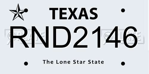 RND2146 Texas License Plate