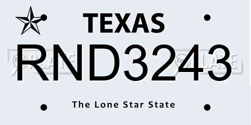 RND3243 Texas License Plate