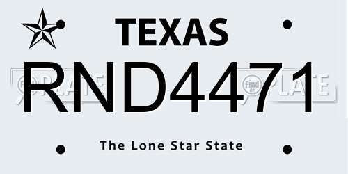 RND4471 Texas License Plate
