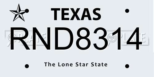 RND8314 Texas License Plate