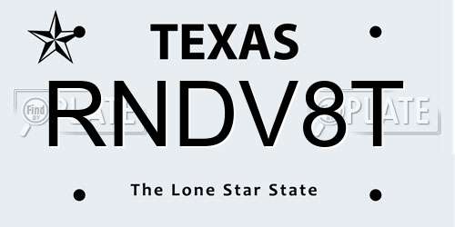 RNDV8T Texas License Plate