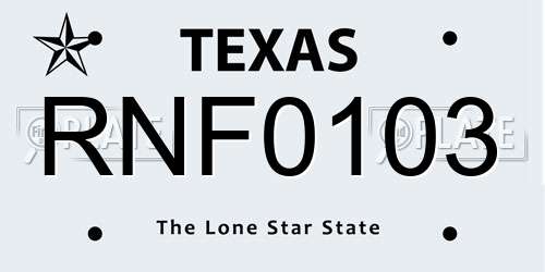 RNF0103 Texas License Plate