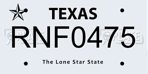 RNF0475 Texas License Plate