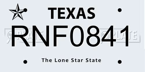 RNF0841 Texas License Plate
