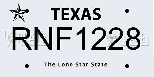 RNF1228 Texas License Plate