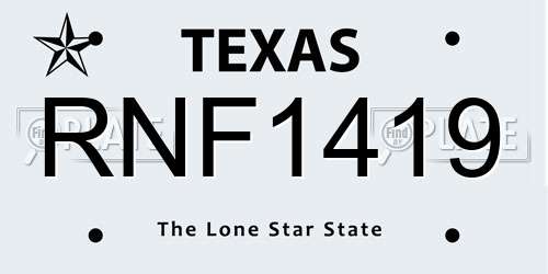 RNF1419 Texas License Plate