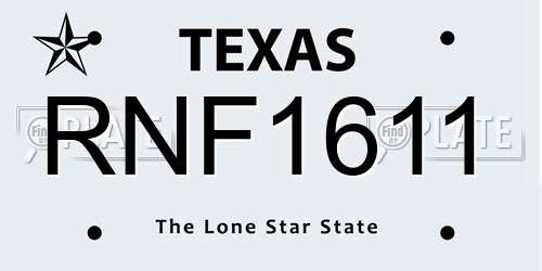 RNF1611 Texas License Plate