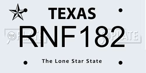 RNF182 Texas License Plate