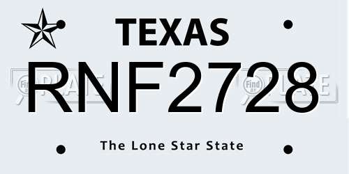 RNF2728 Texas License Plate