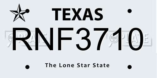 RNF3710 Texas License Plate