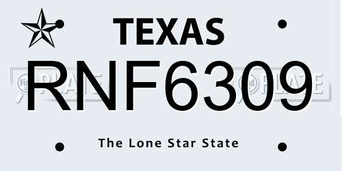 RNF6309 Texas License Plate