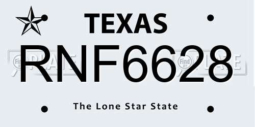 RNF6628 Texas License Plate