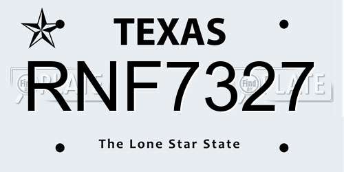RNF7327 Texas License Plate