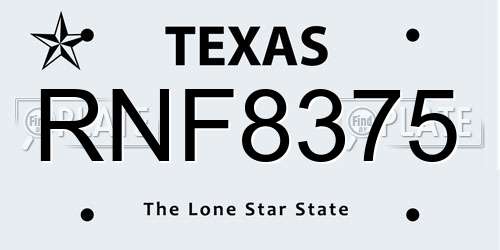 RNF8375 Texas License Plate
