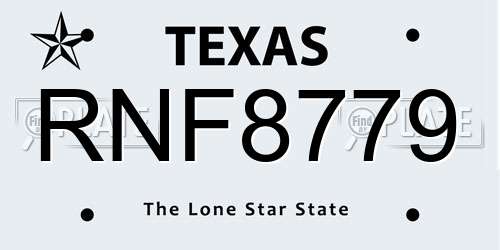 RNF8779 Texas License Plate