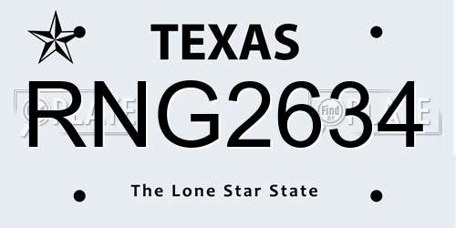 RNG2634 Texas License Plate