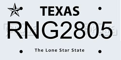 RNG2805 Texas License Plate